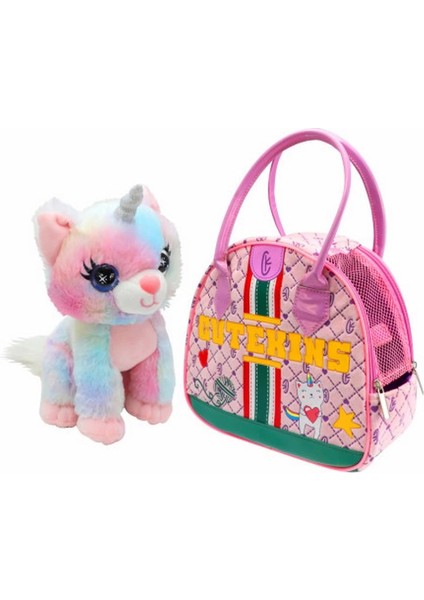 Cutekins Peluş Caticorn Posh Taşıma Çantalı Kız Erkek Çocuk Oyuncak Eğitici Oyuncaklar