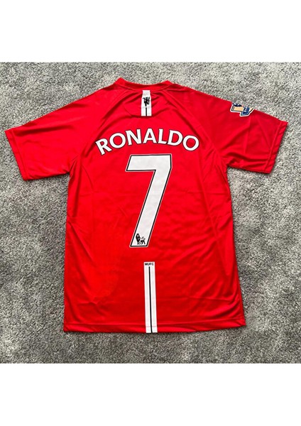 Cr.ronaldo 7 United Retro Kırmızı Futbol Forması Nefes Alabilen Polyester Forma Halısaha Forması