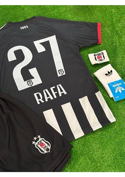 Siyah/beyaz 2026 ./rafa Silva..' 27 Yeni Sezon Iç Saha Çubuklu Çocuk Forması 4lü Set