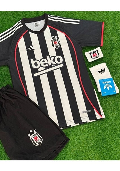 Siyah/beyaz 2026 ./rafa Silva..' 27 Yeni Sezon Iç Saha Çubuklu Çocuk Forması 4lü Set fiyatları