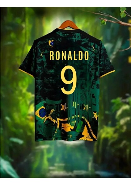 Brezilya Ronaldo Özel Efsane Futbol Forması, Özel Tasarım Nefes Alan Polyester Halısaha Forması