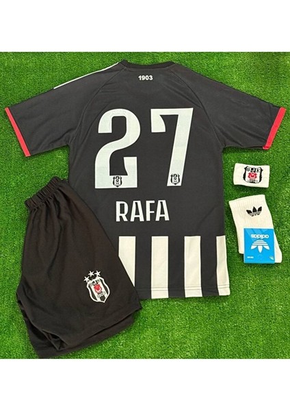 Siyah/beyaz 2026 ./rafa Silva..' 27 Yeni Sezon Iç Saha Çubuklu Çocuk Forması 4lü Set indirimleri