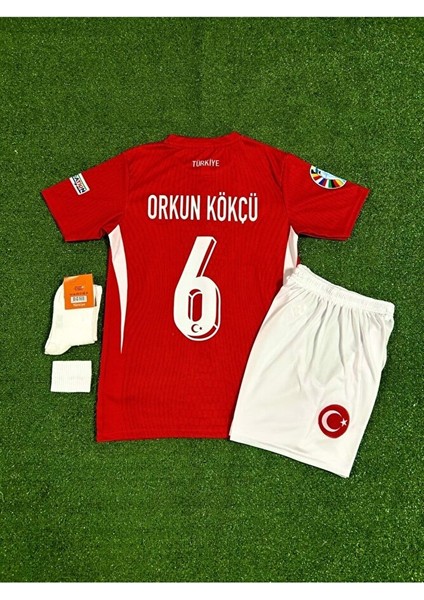 Türkiye Euro 2024 Orkun Kökçü 6// Çocuk Forması 4'lü Set (Red)