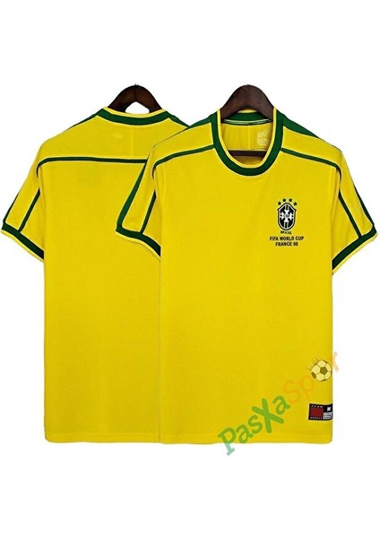 Nostalji Brezilya 1998 Iç Saha Isimsiz Retro Forması