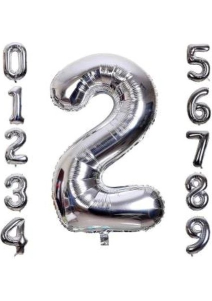 Gümüş Rengi Folyo Rakam Balon 1 Metre indirimleri