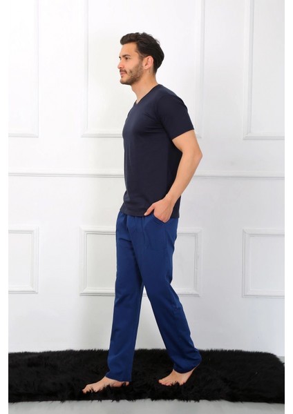 Erkek Penye 3'lü Lacivert V Yaka Pijama Takımı fiyatları