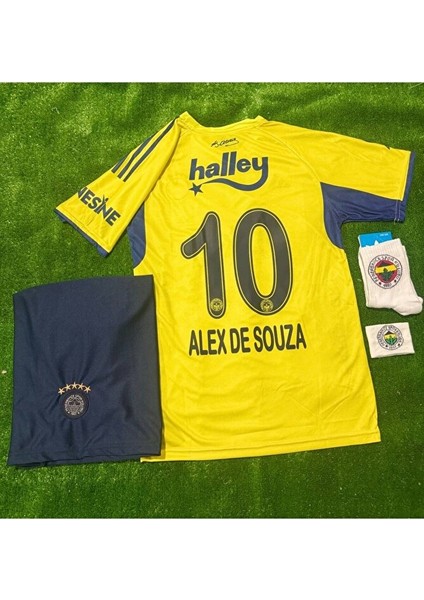 Fen'erb'ahç'e 2026 #alex De Souza# 10 Deplasman Sarı Çocuk Forması 4lü Set Şort/çorap/bileklik