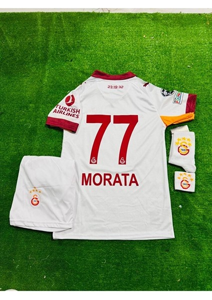 G/âla/tâsa/rây 5 Yıldızlı 2026 //morato/ 77 Deplasman Beyaz Çocuk Forması 4lü Set