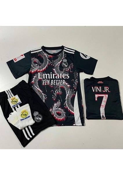 R./m.a.d.r.i.d 2026 Dragon Desenli Vini Jr. 7 Çocuk Forma 4'lü Set (Arma-Black-Red) fiyatları