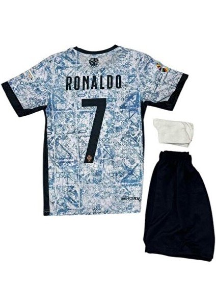 Portekiz Milli Takımı C.ronaldo Özel Tasarım Çocuk Futbol Forması 3 Lü Set Forma+Şort+Çorap