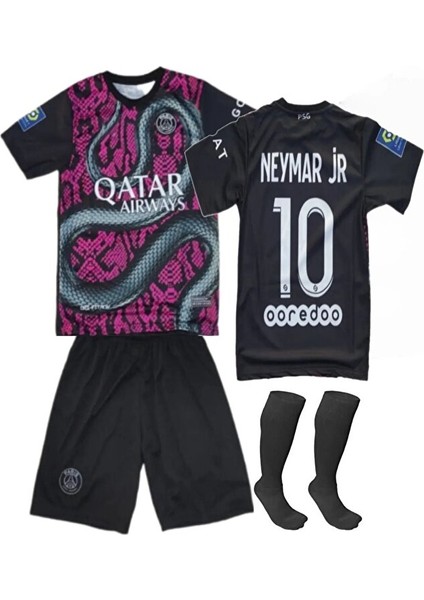Fc/p.s.g Neymar Jr/10 Çocuk Futbol Forması Ejderha Desenli 3'lü Seti Spor T-Shirt modelleri