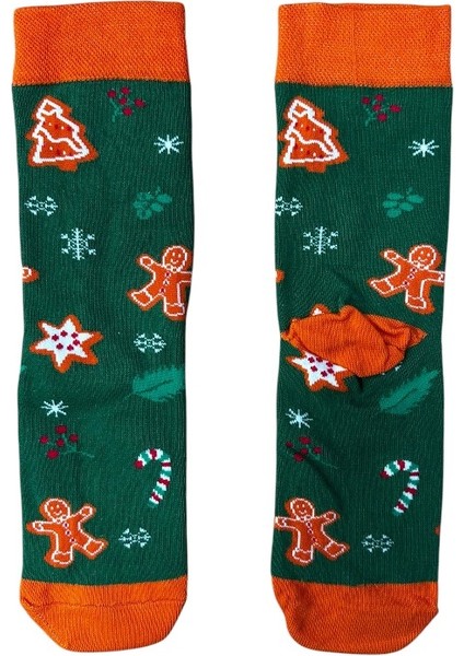 YEŞİL TURUNCU KURABİYE ADAM SOKET ÇORAP