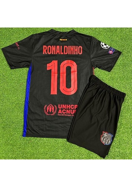 Barcelona 2024/25 Ronaldinho 10/ Çocuk Forması (Black) 4 Lü Set