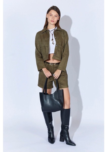 Kemer Detaylı Süet Şort (Haki) fiyatları