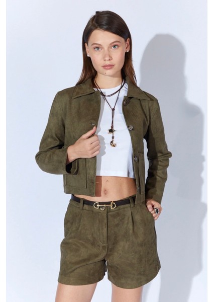 Kemer Detaylı Süet Şort (Haki) indirimleri