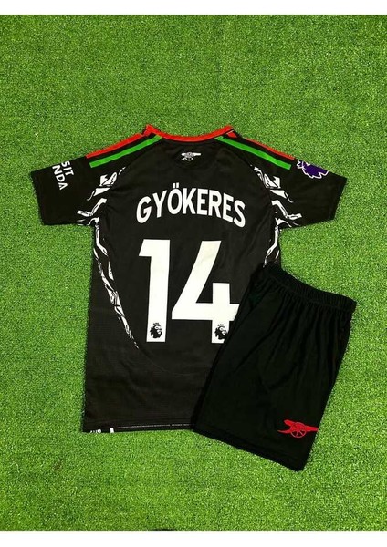 Arsenal 2024/25 Sezonu Viktor Gyökeres 14// Deplasman Çocuk Forması 4'lü Set (Black)
