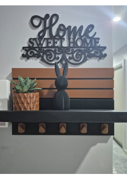 4'lü Dekoratif Anahtarlık Askısı Seti | Anahtarlık Askısı + Saksı + Biblo + Duvar Yazısı modelleri