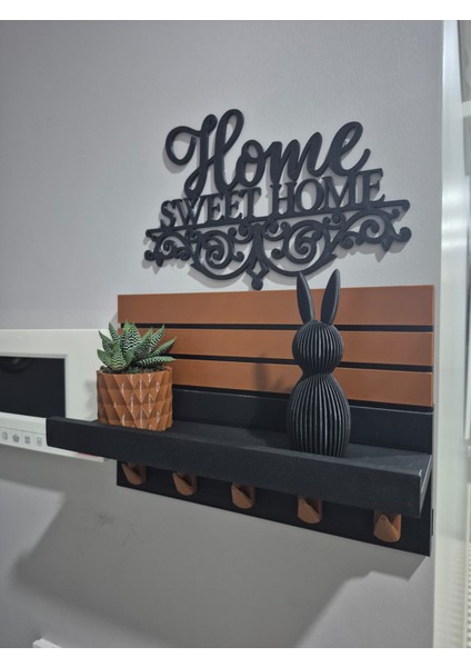 4'lü Dekoratif Anahtarlık Askısı Seti | Anahtarlık Askısı + Saksı + Biblo + Duvar Yazısı fırsatları