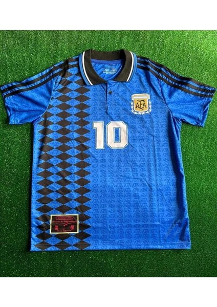Afa Lionel Messi 10 Arjantin 1994 Arjantin Retro Özel Forması Yakalı New Mavi
