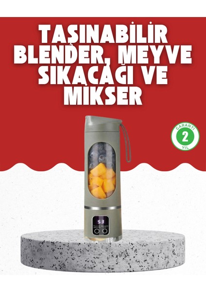 Tip-C Şarjlı 12 Bıçaklı Blender – Taşınabilir Şarjlı Meyve Sıkacağı