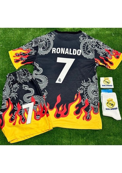 Real Madrid 2026 /ronaldo/ 7 Alevli Dragon Desenli Yeni Sezon Çocuk Forması 4’lü Set