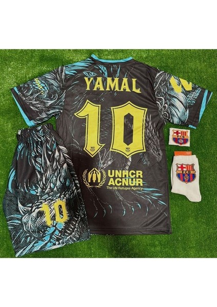 Barcelona 2026 Lamine Yamal 10 Dragon Baskılı Yeni Sezon Çocuk Forması 4’lü Set