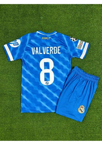 Real Madrid 2025/26 Yeni Sezon Valverde 8// Alternatif Çocuk Forması ( Blue)