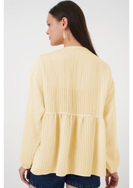 Kadın Bdart V Yaka Fırfırlı Bluz Kehribar Sarısı fırsatları