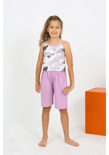 Kız Çocuk Ip Askılı Şortlu Penye Lila Pijama Takım fırsatları