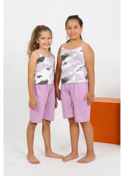 Kız Çocuk Ip Askılı Şortlu Penye Lila Pijama Takım indirimleri