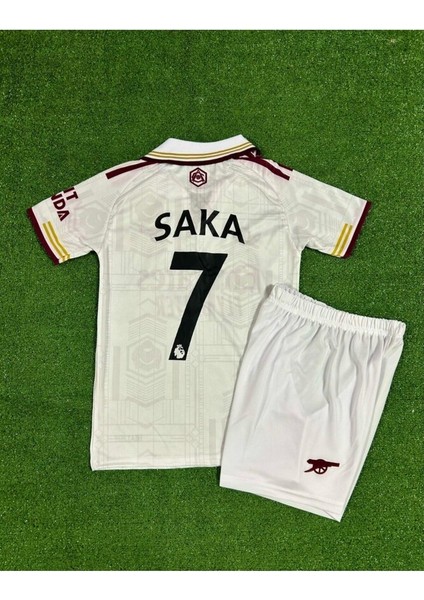 Arsenal 2025/26 Yeni Sezon Bukayo Saka 7// Deplasman Çocuk Forması (Beyaz)