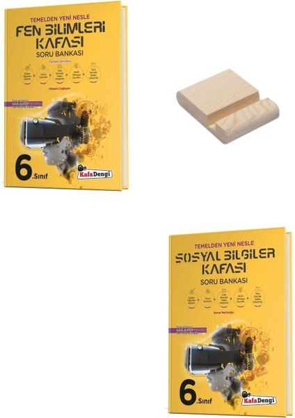 Kafa Dengi 6. Sınıf Fen Bilimleri ve Sosyal Bilgiler Kafası Soru Bankası + Telefon Standı