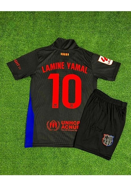 B̴a̴r̴c̴e̴l̴o̴n̴a̴ Sezonu 10 Lamine Yamal Yakalı Deplasman Çocuk Forması 4'lü Set (Black 10)