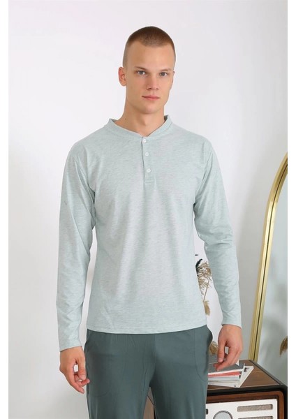Erkek Penye Uzun Kol Pijama Takımı Su Yeşili fırsatları