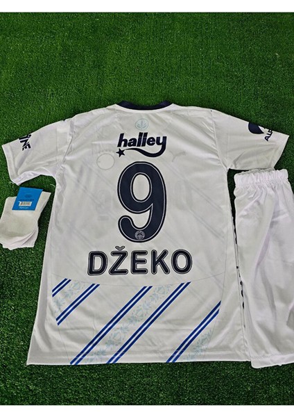 F̸e̸n̸r̸b̸a̸h̸ç̸e̸ 2024/25 Beş Yıldızlı Dzeko 9 Numara Deplasman Beyaz Çocuk Forması 4 Lü Set