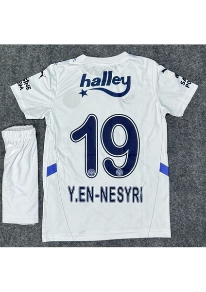 F̸e̸n̸r̸b̸a̸h̸ç̸e̸ 2024/25 Beş Yıldızlı Y.en Nesyri 19 Numara Deplasman Beyaz Çocuk Forması 4 Lü Set