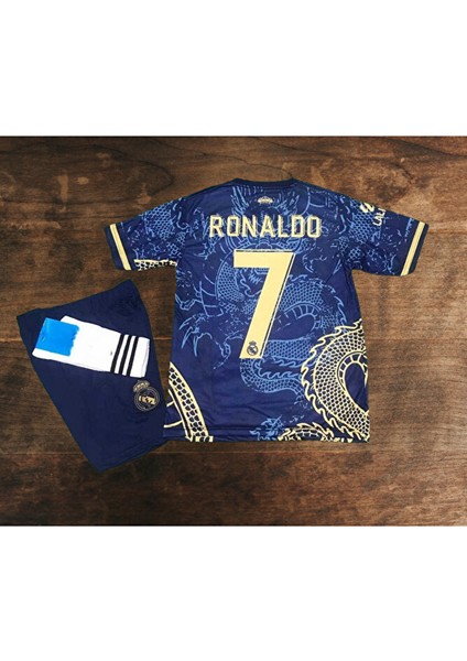 Yeni Sezon Real Madrid Özel Konsept Ronaldo Mavi Dragon Desenli. Çocuk Forması