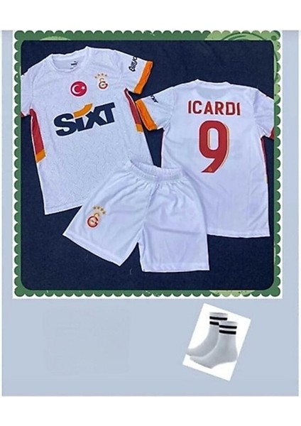 G̷a̷l̷a̷t̷s̷a̷r̷a̷y̷ 2025 Beş Yıldız Mâ.u.ro I'c'â'r'd'î/ Deplasman Beyaz Çocuk Forması 4lü Set