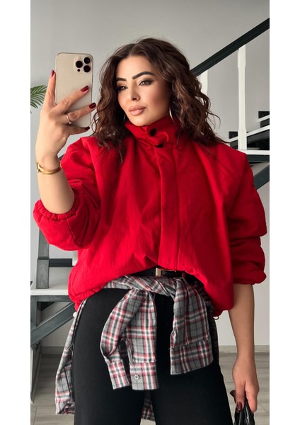 Kırmızı Tok Doku Şişme Mont fiyatları