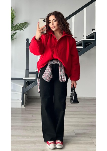 Kırmızı Tok Doku Şişme Mont modelleri