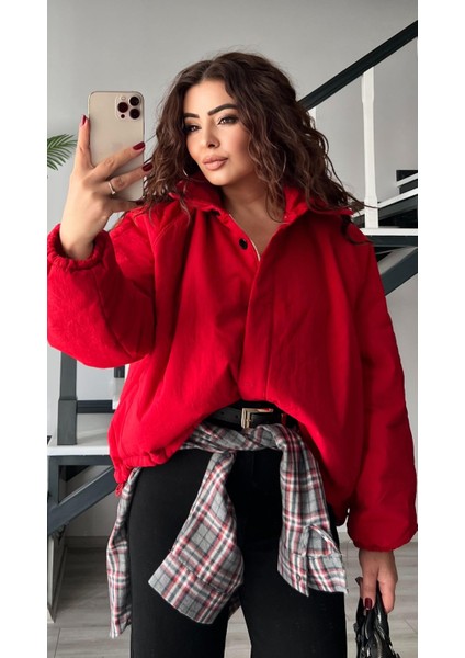 Kırmızı Tok Doku Şişme Mont fırsatları