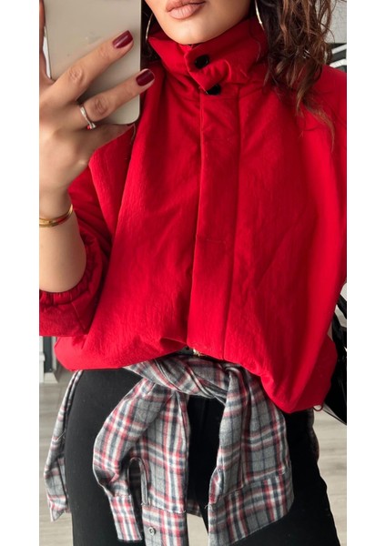 Kırmızı Tok Doku Şişme Mont indirimleri