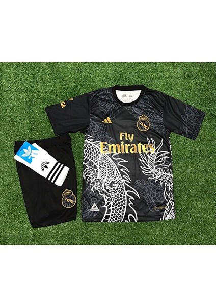 Real Madrid 2023/24 Yeni Sezon Dragon (Ejderha) Desenli Cristiano Ronaldo Forması 3'lü Set (Black)