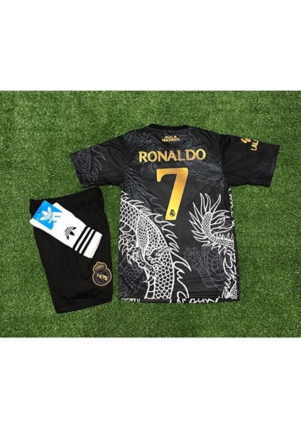 Real Madrid 2023/24 Yeni Sezon Dragon (Ejderha) Desenli Cristiano Ronaldo Forması 3'lü Set (Black) fiyatları