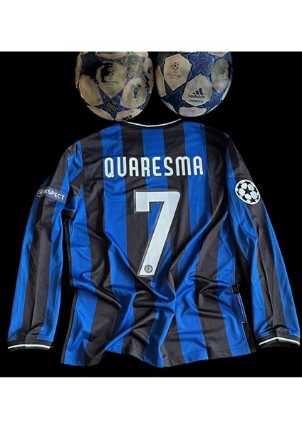 Inter/milan 2010 Şampiyonlar Ligi Finali # Quaresma # #7# Uzun Kol Retro Futbol Forması Baskılı