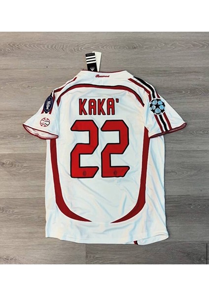 Efsane Milan Özel Tasarım Kaka 22 Retro Beyaz Forma