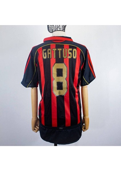 Milan 2006 Gattuso 8 Efsane Kadro Kırmızı Siyah Kısa Kol Yetişkin Taraftar Forması