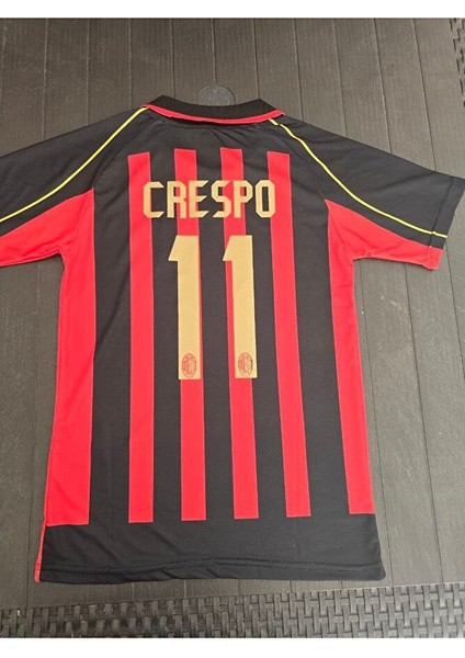 Milan 2006 Crespo 11 Efsane Kadro Kırmızı Siyah Kısa Kol Yetişkin Taraftar Forması