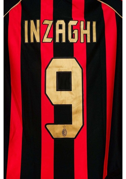 Milan 2006 Inzaghi 9 Kırmızı Siyah Uzun Kol Taraftar Forması