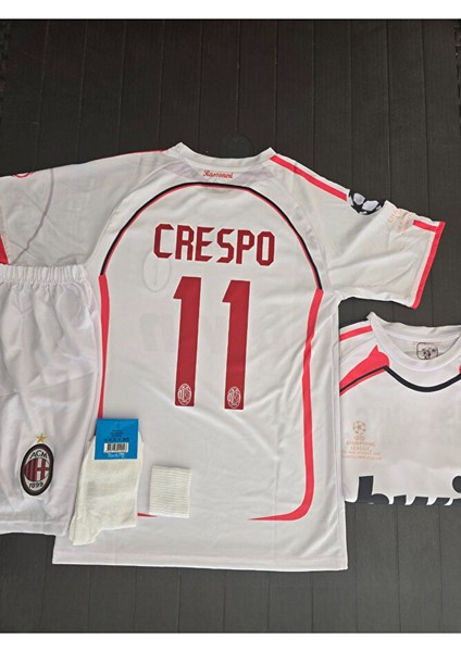 Milan 2006 Crespo 11 Beyaz Çocuk Taraftar Forması 4 Lü Set